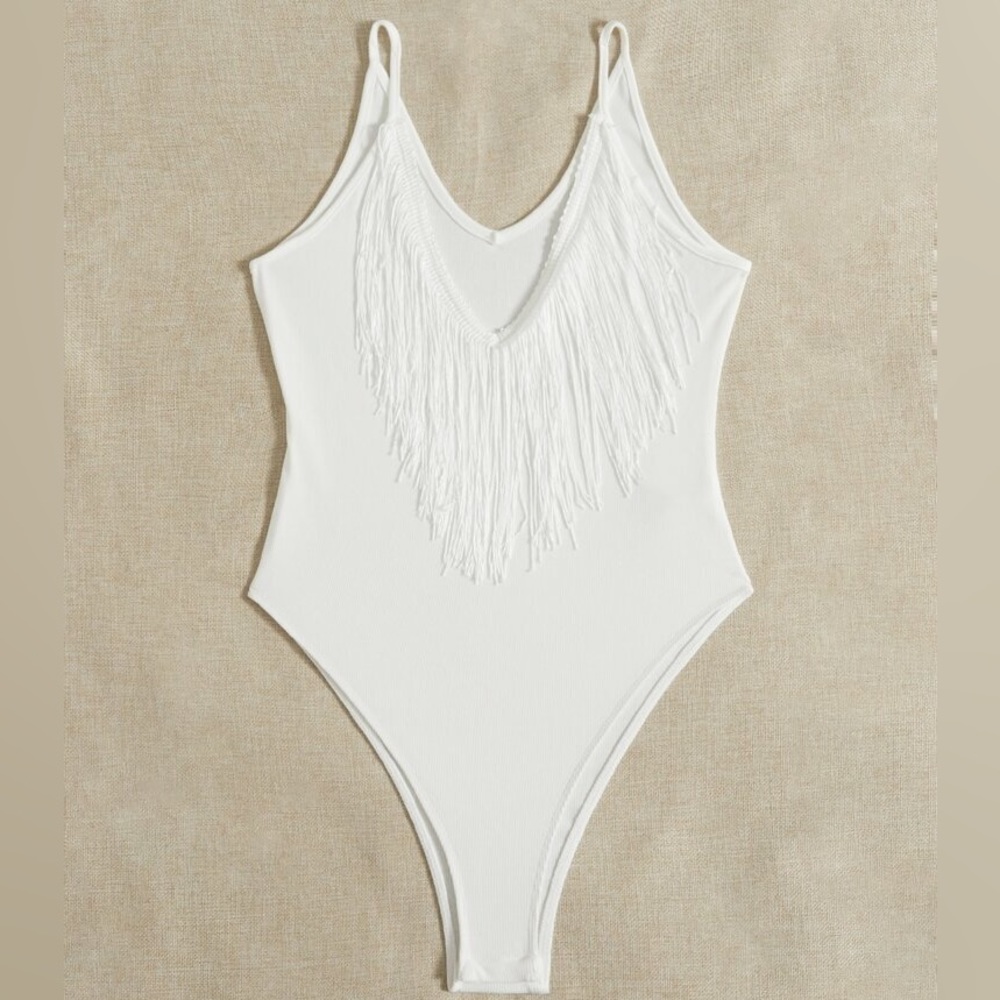 Fringe Trim Cami Bodysuit